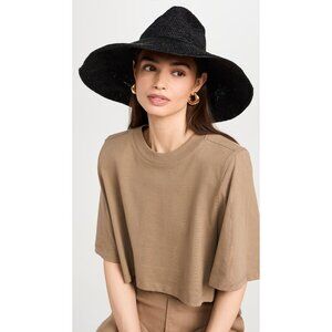 Janessa Leone Waverly Hat in Black Medium New Womens Beach Garden Western